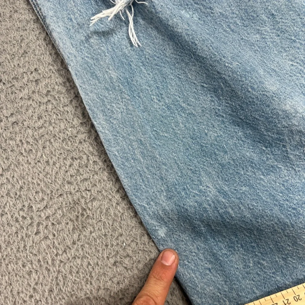 American Eagle Super High Rise Baggy Wide Leg Jeans Womens 8 Blue Distressed - Picture 5 of 16